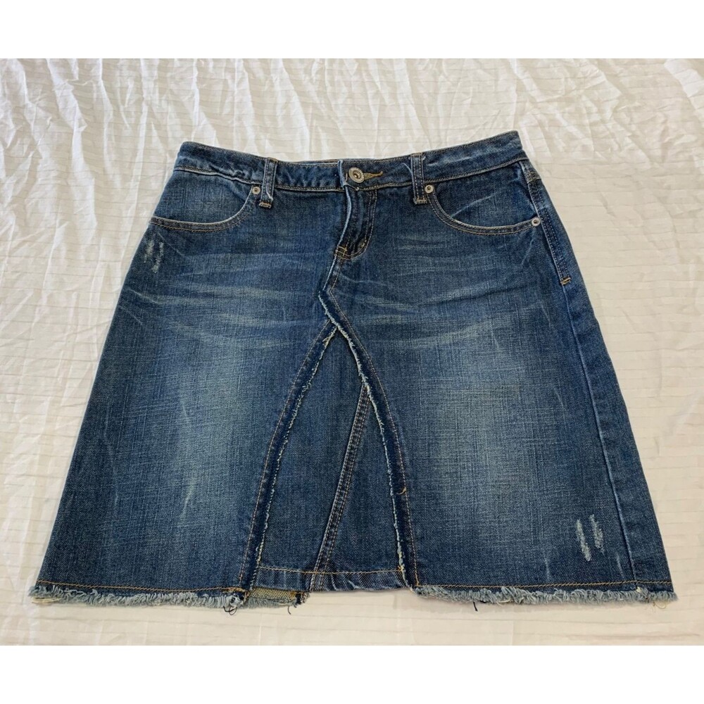 MUDD WOMENS DISTRESSED COTTON JEANS SKIRT SIZE 7